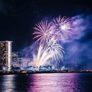 Friday Night Fireworks Ocean Sailing Cruise with Pink Sails Waikiki on Oahu