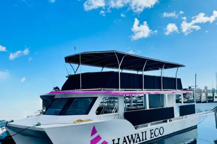 a small boat in a large body of water