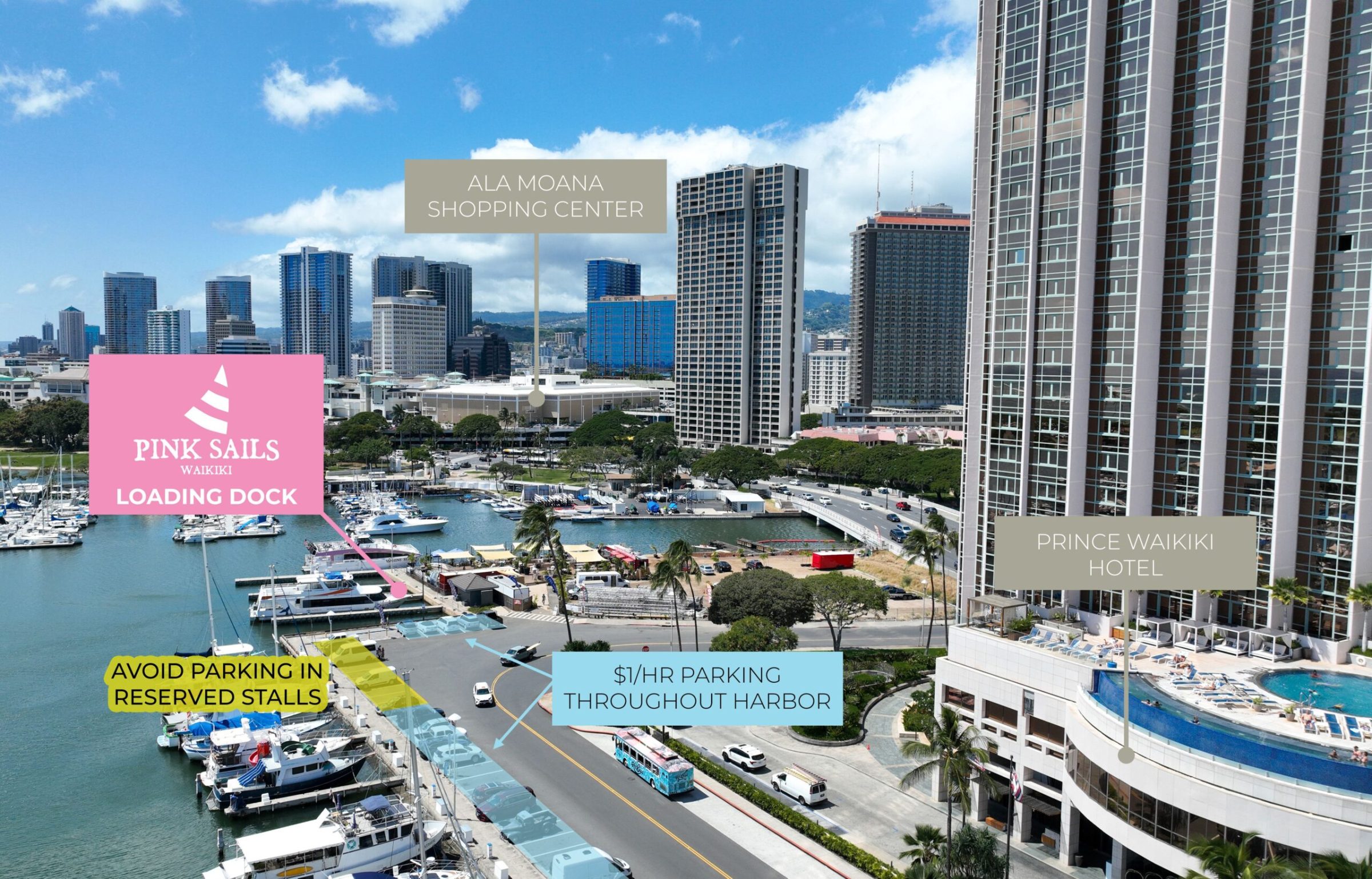 Pink Sails Waikiki Directions and Parking Pink Sails Waikiki Directions and Parking Map